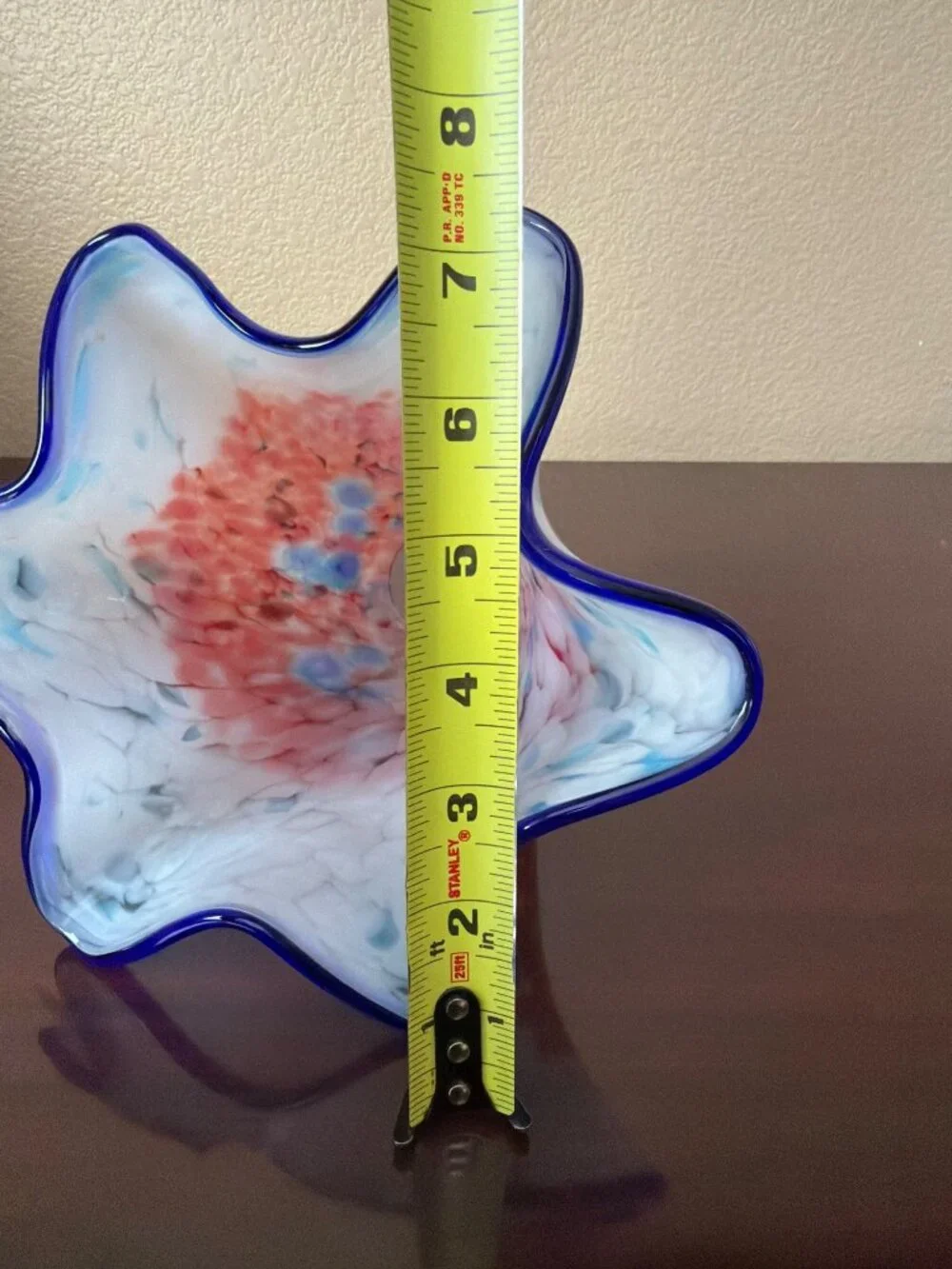 Hand Blown Murano Style Millefiori Art Glass Lamp Shade 1⅝" Fitter Ruffled Rim - Picture 7 of 10